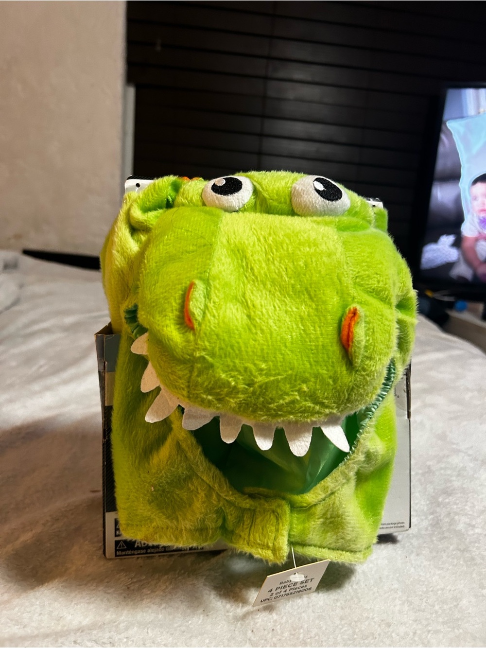 Green Plush Dinosaur Kids Costume Hood